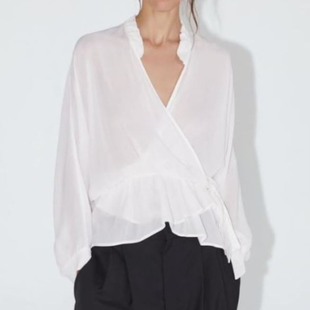 Zara Crossed Ruffled Blouse